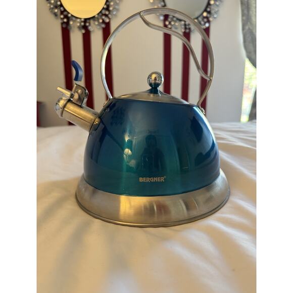 Bergner Stainless Steel Whistling Tea Kettle Blue - Picture 1 of 8